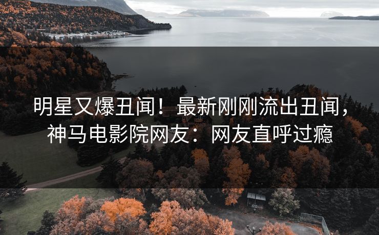 明星又爆丑闻！最新刚刚流出丑闻，神马电影院网友：网友直呼过瘾