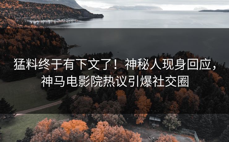 猛料终于有下文了！神秘人现身回应，神马电影院热议引爆社交圈