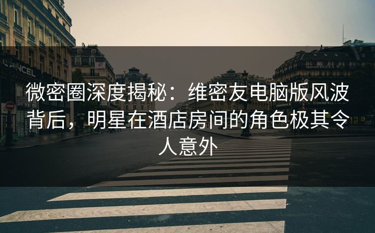 微密圈深度揭秘：维密友电脑版风波背后，明星在酒店房间的角色极其令人意外
